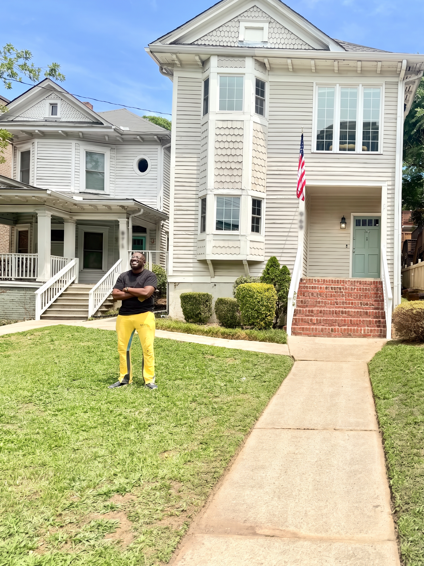Dami outside our Airbnb properties in Atlanta